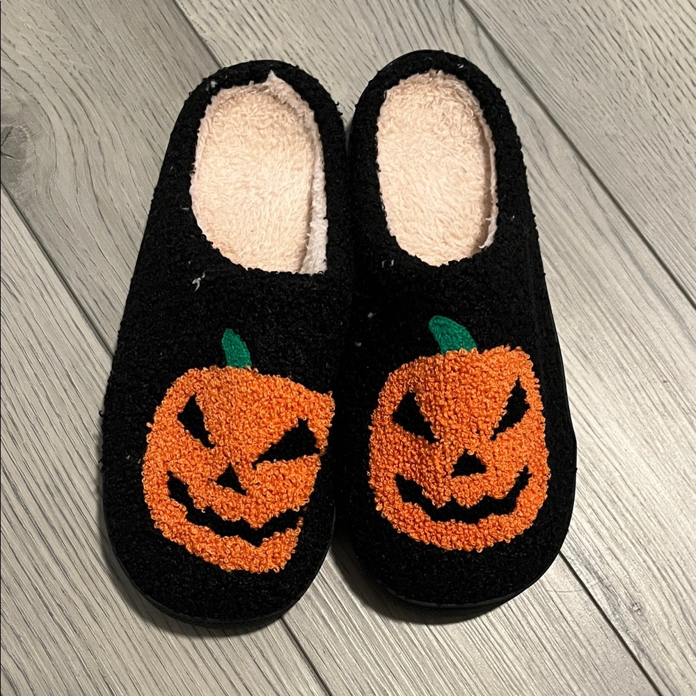 Black and Orange Pumpkin Slippers